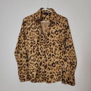 New York And Company Top Long Sleeve Animal Print Sz M